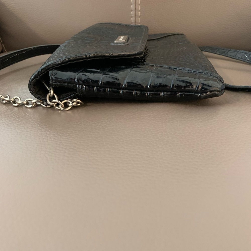 Nine West Black Patent Leather Crossbody Purse Bag 10 X 6 Inches - Picture 6 of 6